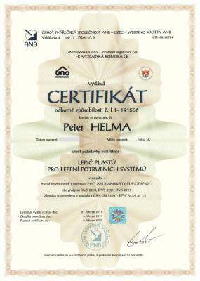 Certifikát: Lepič plastov ČSS ANB
